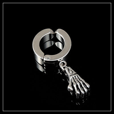 Schwarze Tassel-Ohrringe ohne Ohrloch mit Kreuz und Wolf für Damen & Herren