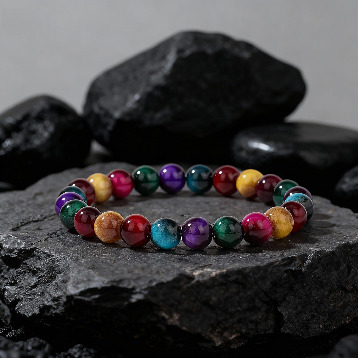 Neue Trendy Perlen Bunte Tiger Auge Armband