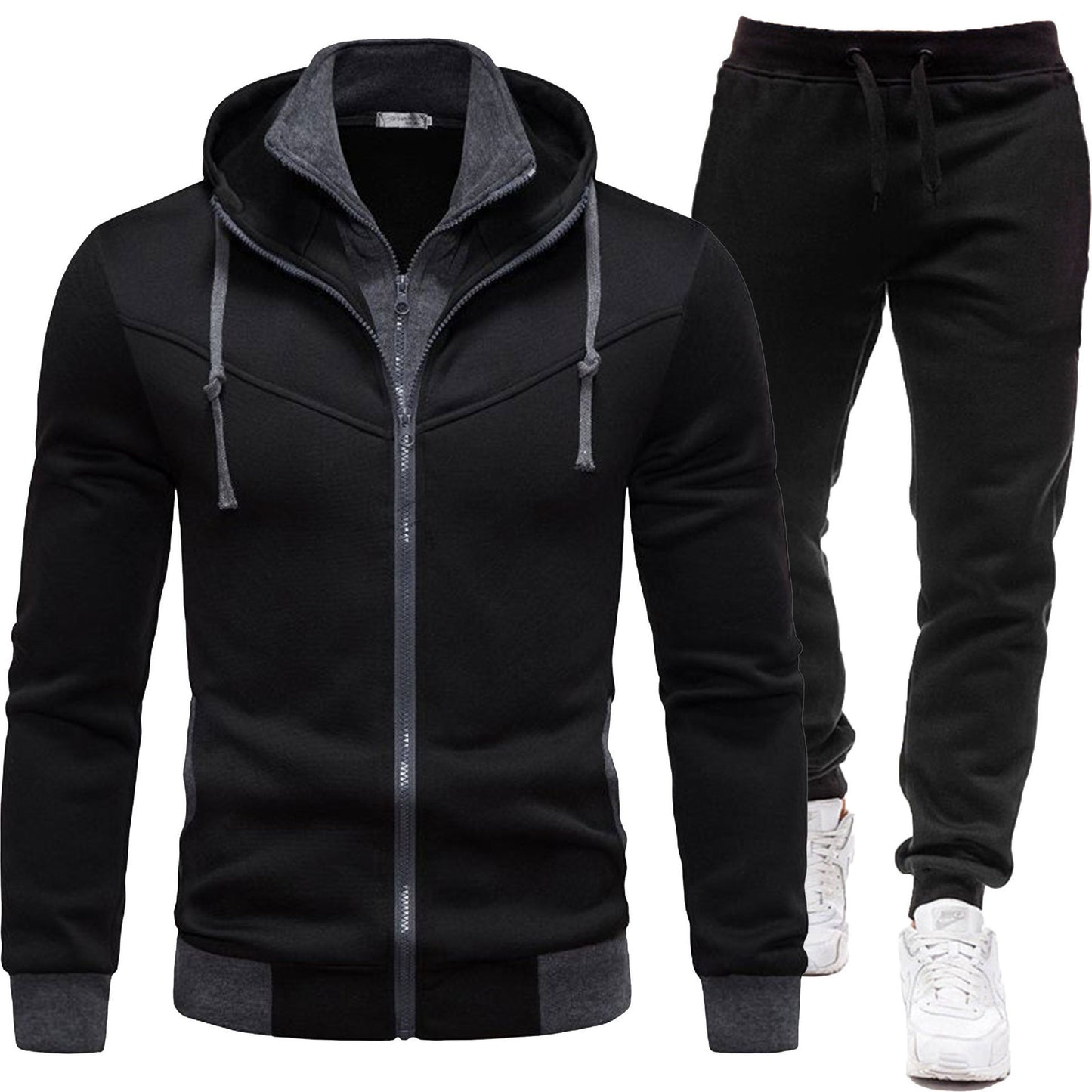 Patchworkjacke im Sportstil und lässige Langarmhose
