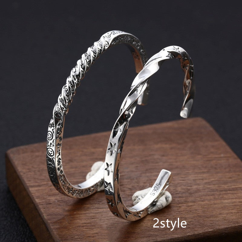 Sterling Silber Schmuck Männer und Frauen Persönlichkeit Sterne Smiley Buchstaben