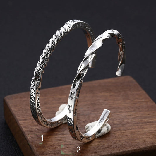 Sterling Silber Schmuck Männer und Frauen Persönlichkeit Sterne Smiley Buchstaben