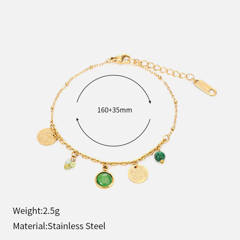 Vintage Naturstein Armband Mode 18K vergoldet