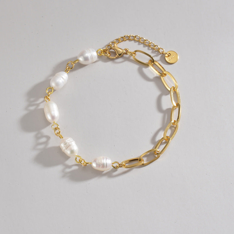 Damen 14K Gold Stitching Pearl Special-Interest Design Hochwertiges Armband