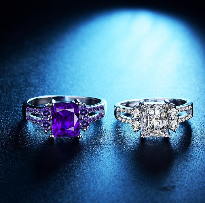 Zirkon Ring Frauen Trend übertrieben lila Diamant Schmuck Zubehör