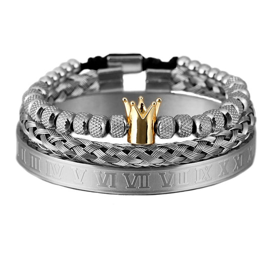 Luxus Römische Königliche Krone Charm Armband Männer Edelstahl Geometrie Pulseiras Männer Verstellbare Armbänder Luxus Römische Königliche Krone Charm Armband Männer Edelstahl Geometrie Pulseiras Männer Verstellbare Armbänder Paar Schmuck Geschenk