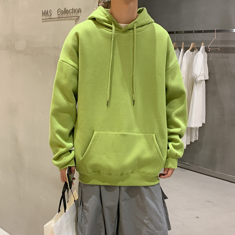 Herren Hoodie mit Fleece – Wärmerer Kapuzenpullover in Uni-Farbe