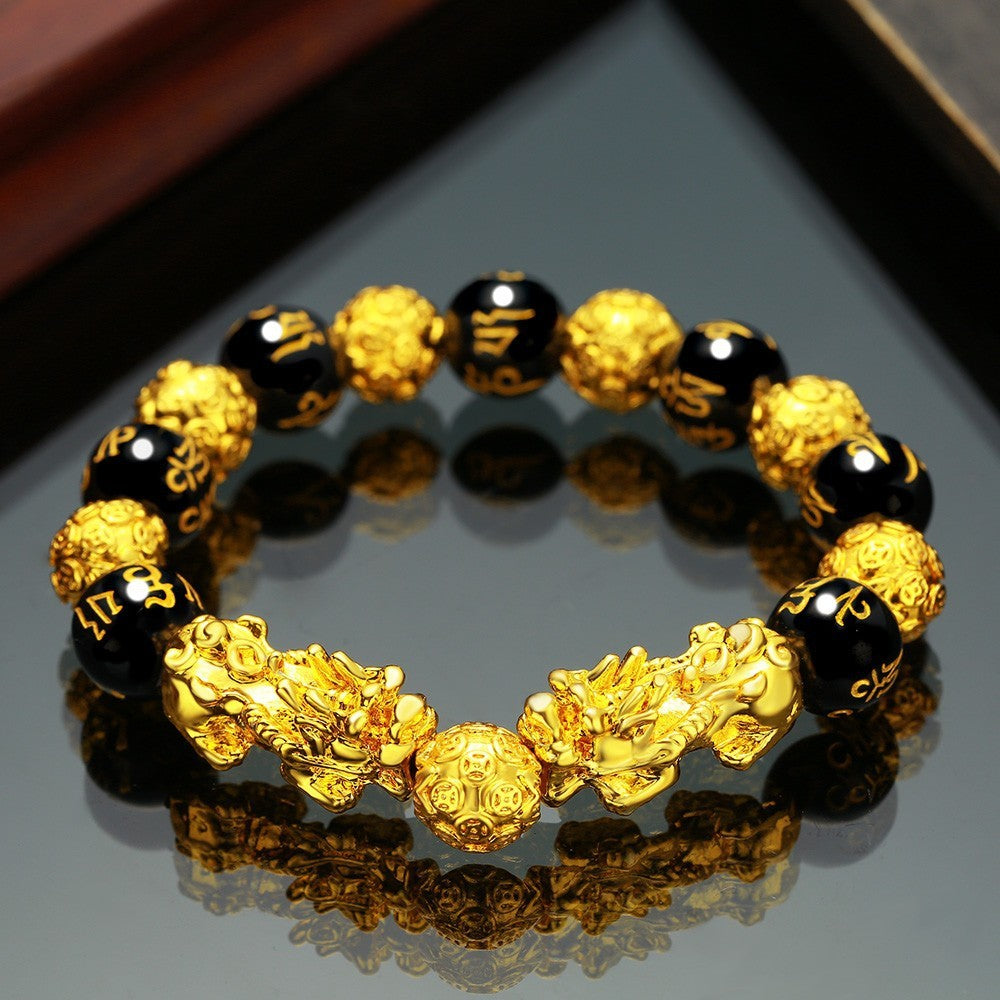 Vietnam Sand Gold Brave Armband Männer und Frauen Obsidian Schmuck