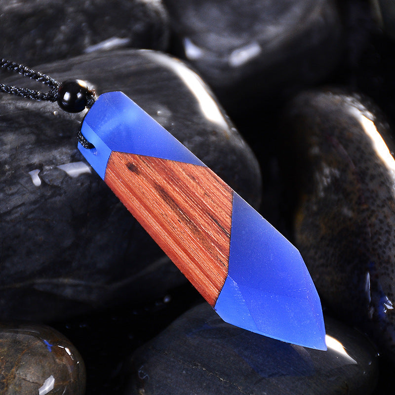Vintage Frau Holz Halskette Anhänger Gewebte Kette Schmuck