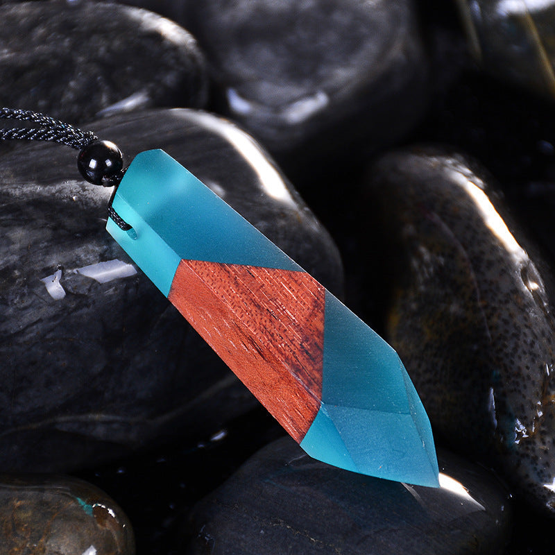 Vintage Frau Holz Halskette Anhänger Gewebte Kette Schmuck