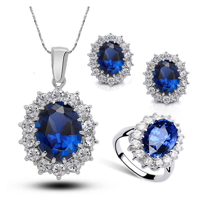 Kristallschmuck Braut Halskette Ohrringe Ring Schmuck Set