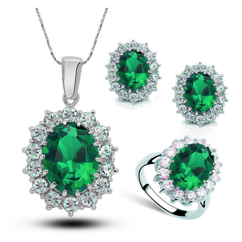 Kristallschmuck Braut Halskette Ohrringe Ring Schmuck Set