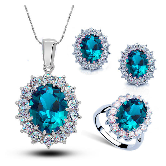 Kristallschmuck Braut Halskette Ohrringe Ring Schmuck Set
