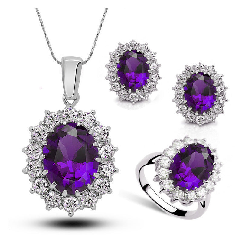Kristallschmuck Braut Halskette Ohrringe Ring Schmuck Set