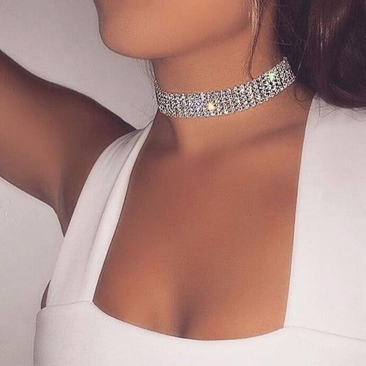 Mode Frauen Voller Kristall Strass Choker Halskette Hochzeit Schmuck Chokers Halsketten für Frauen