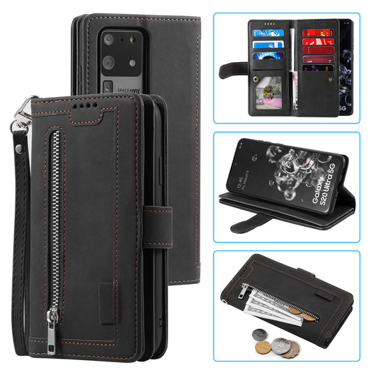 Handy-Reißverschluss Neun-Karten-Ledertasche