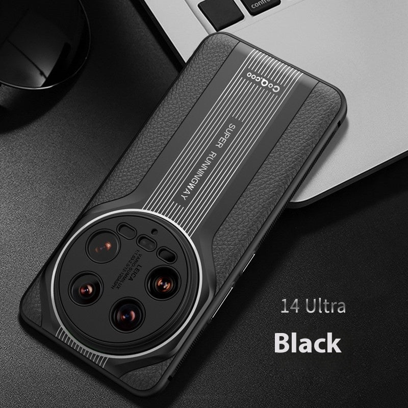 Xiaomi 14 Ultra/ Ledermuster aus gebackenem Porzellan All-inclusive-Abfall-Schutzhülle