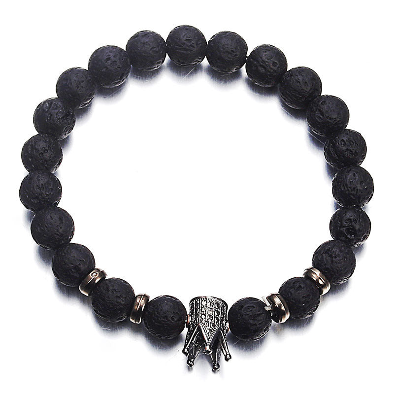 Mode Lava Naturstein Perlen Armband für Mann Kristall Krone Hand Armbänder Schmuck Herren