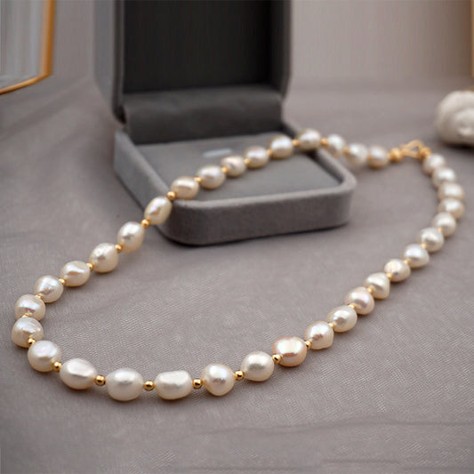 Barock Süßwasserperlenkette Armband Ohrringe Set