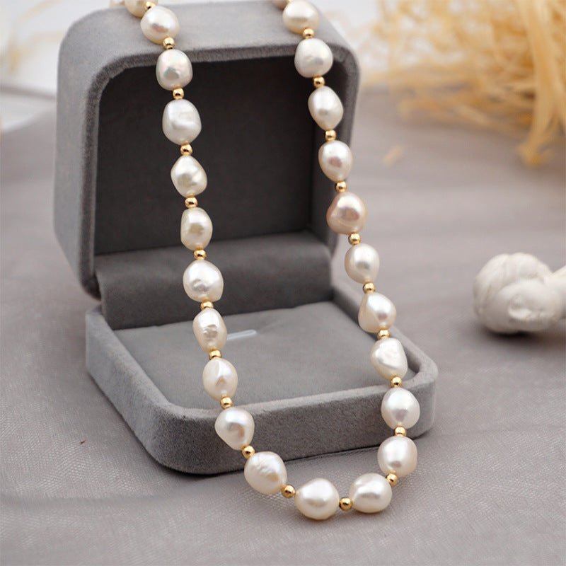 Barock Süßwasserperlenkette Armband Ohrringe Set