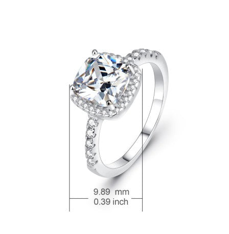 925 Sterling Silber Quadratischer Diamantring