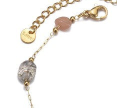 Frauen Nische Temperament Bunter geformter Stein 14K Gold Mix And Match Elegantes einfaches Titan-Stahlarmband