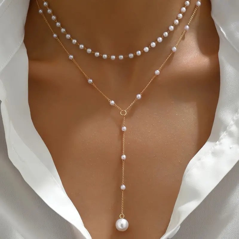 Doppelreihige Perlen Halskette – Elegante Twin Pearl Kette im European Style