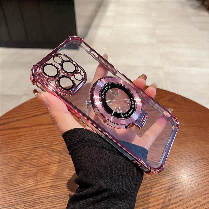 iPhone 14-16 Modelle/ Vier-Ecken-Fallschutzband Kurze Schwanzhalterung Transparent Mit Linsenschutz-Schutzhülle