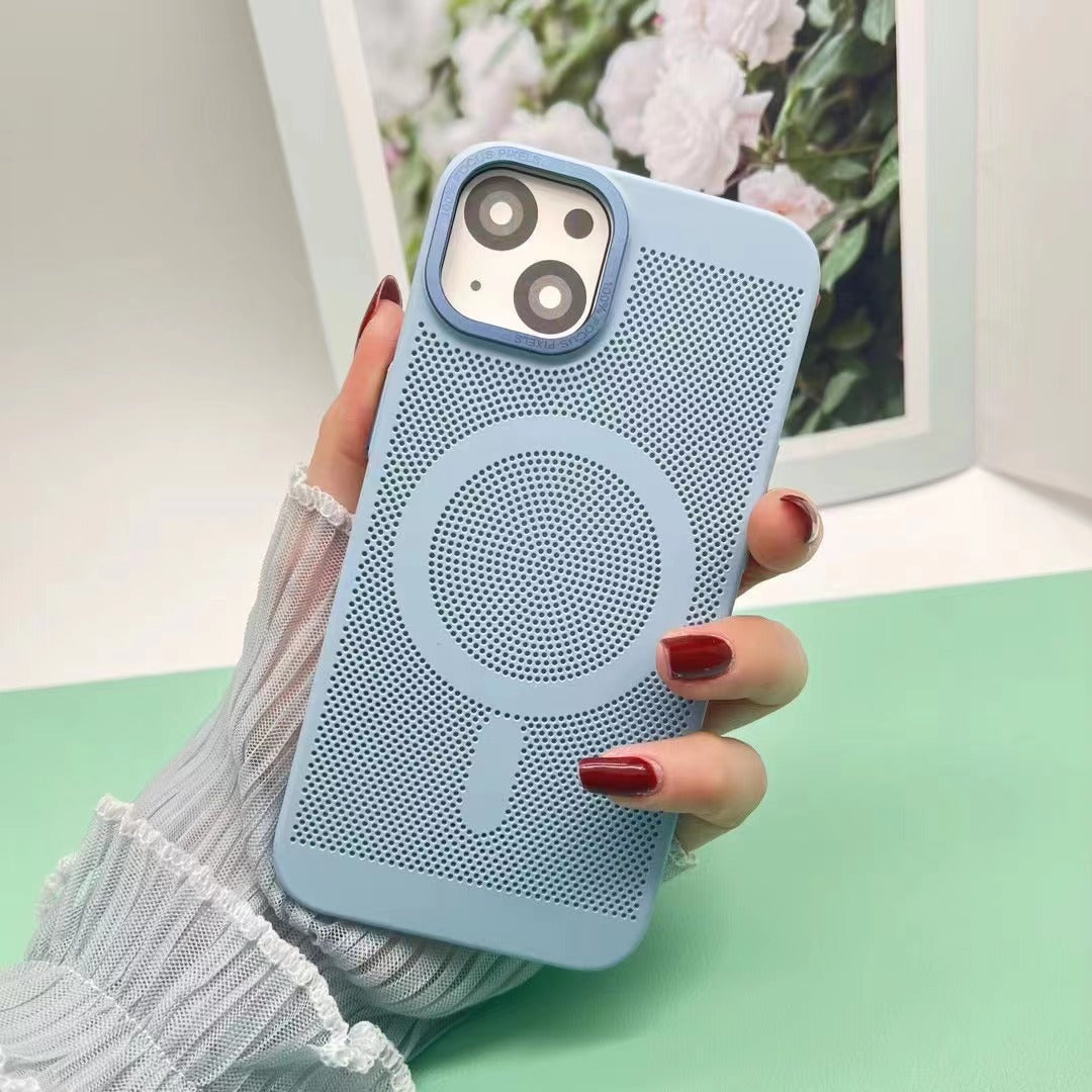 iPhone 11-15 Modelle/ MagSafe-magnetische Handyhülle mit Haftfunktion – stoßfest, wärmeableitend & Netz-Schutzhülle