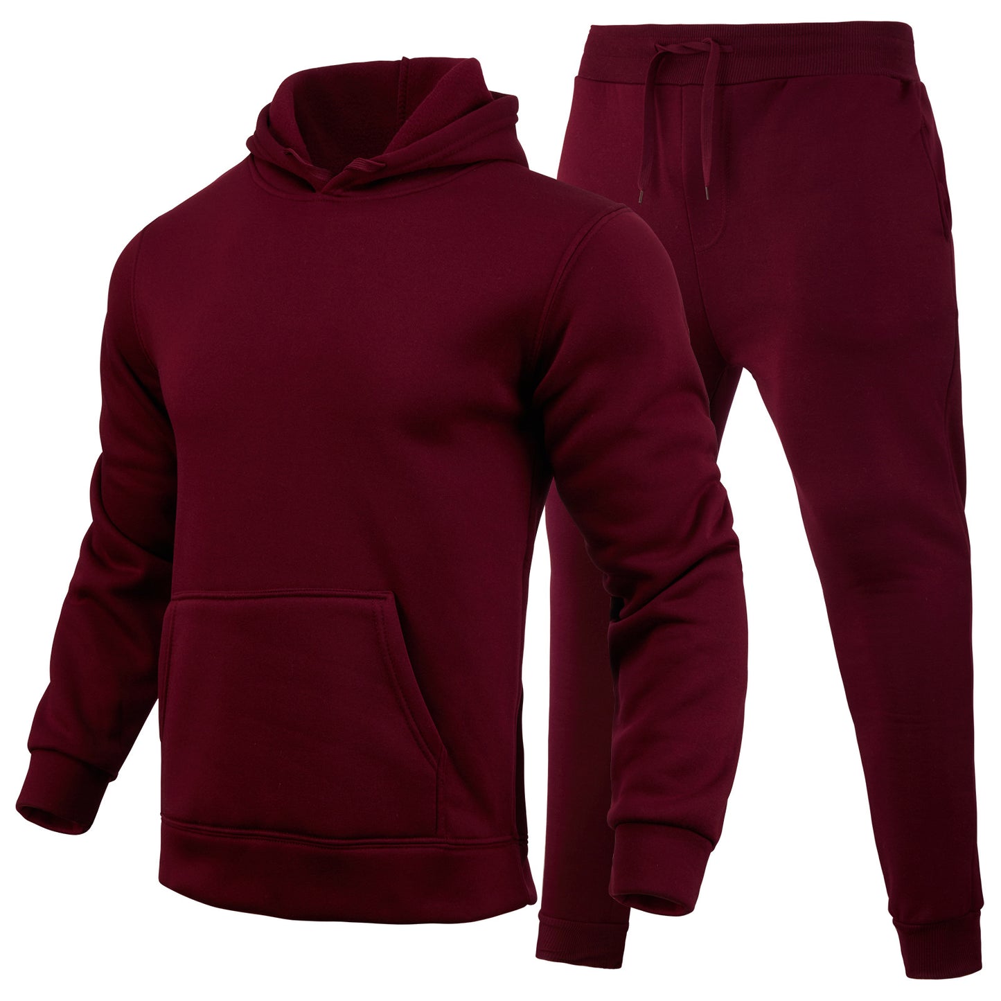 Slim-Fit Einfarbiges Hoodie-Set Urban Casual