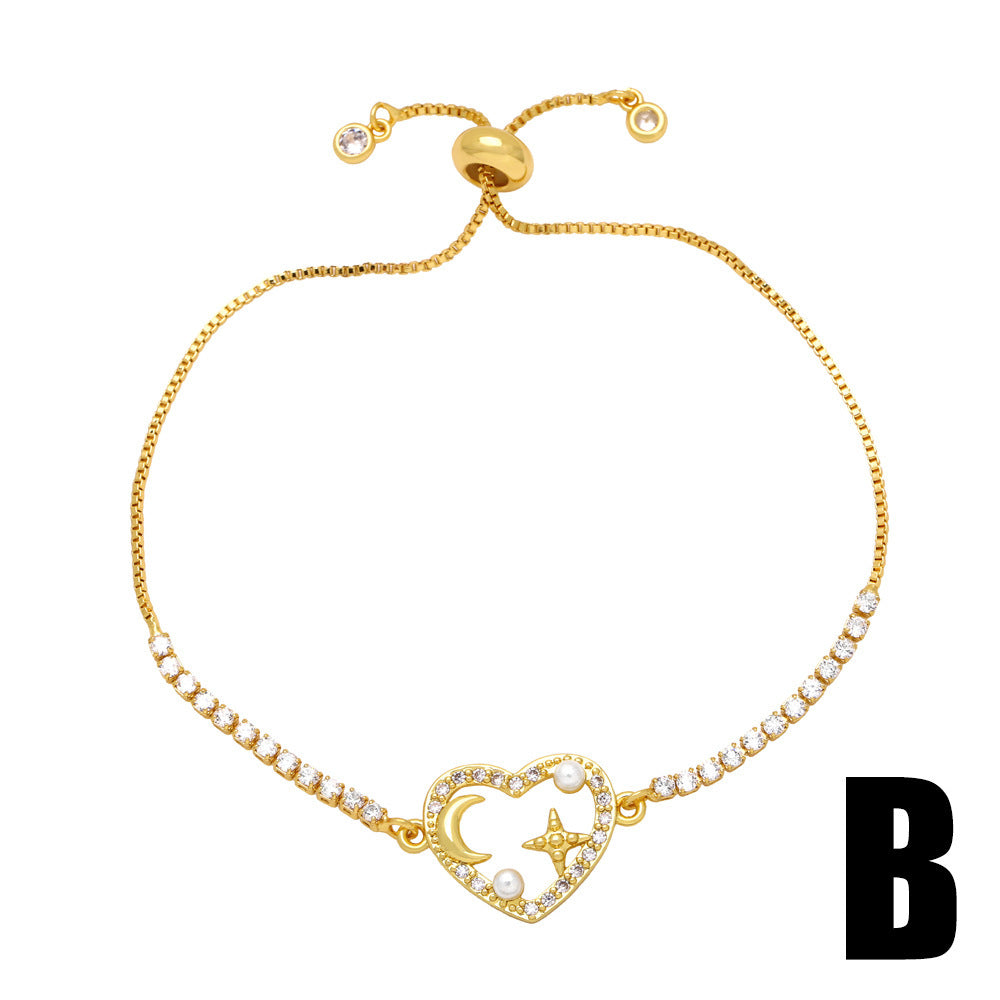 Geometrische Herzform Perle Zirkon Armband Einfach