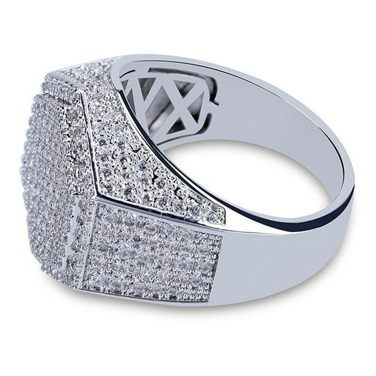 Hip Hop Mann Ring Micro Pave CZ Silber Ring Gold Farbe Quadratische Ringe für Männer Schmuck