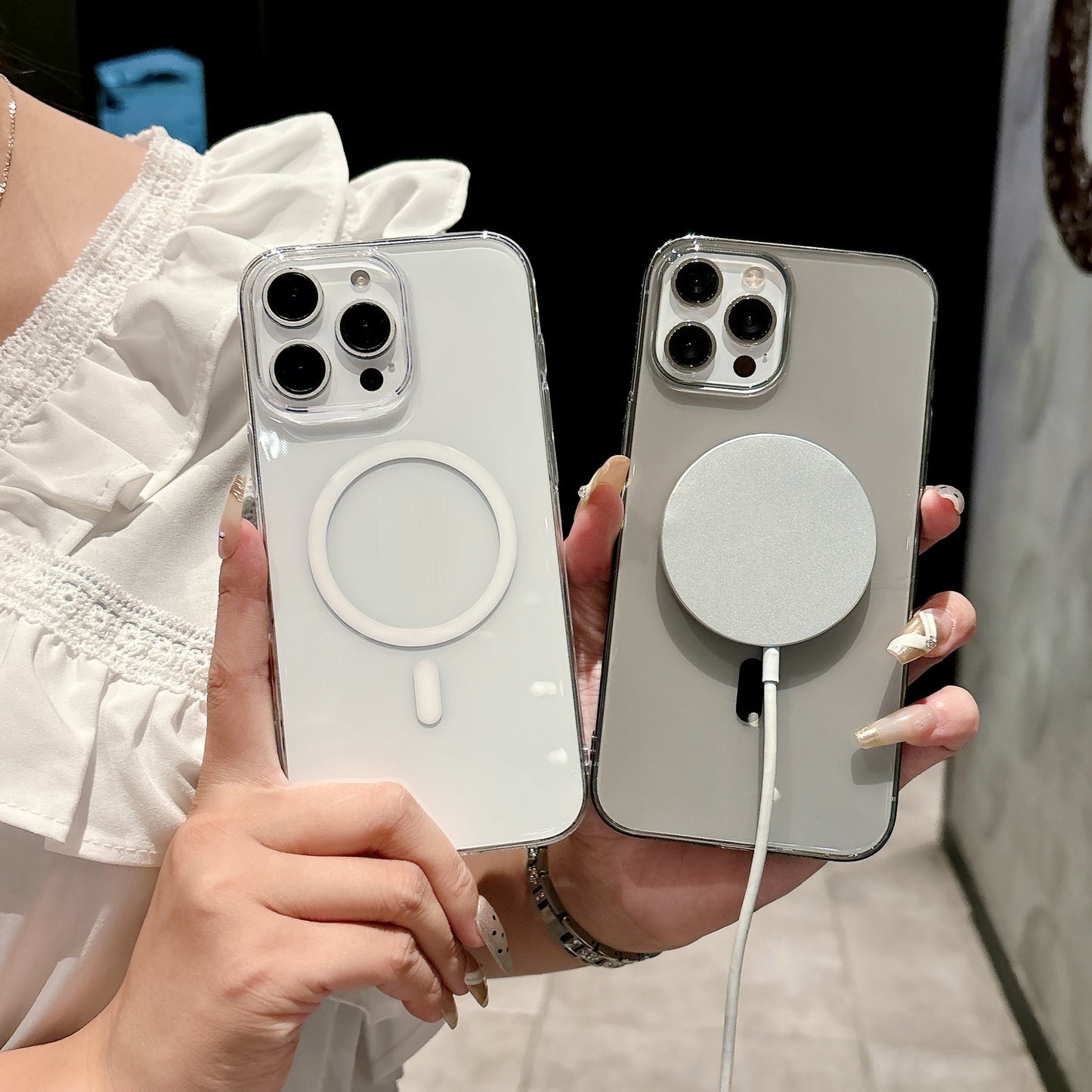 iPhone 12-17 Modelle/Magnetische transparente PC-Schutzhülle