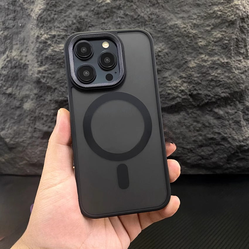 iPhone 11-16 Modelle/Hautgefühl Frosted Transparente Magnetische, tropfenfeste Schutzhülle