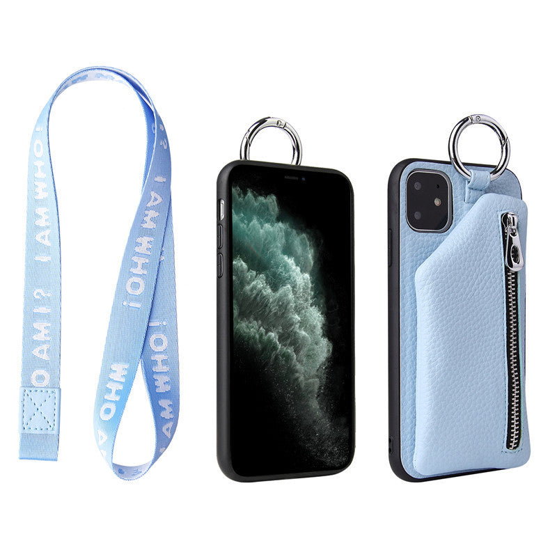 iPhone 11-14 Schutztasche/PU-Leder Trageriemen, Münztasche, Schutzhülle – Crossbody-, Halsband- & Brieftaschen-Case“