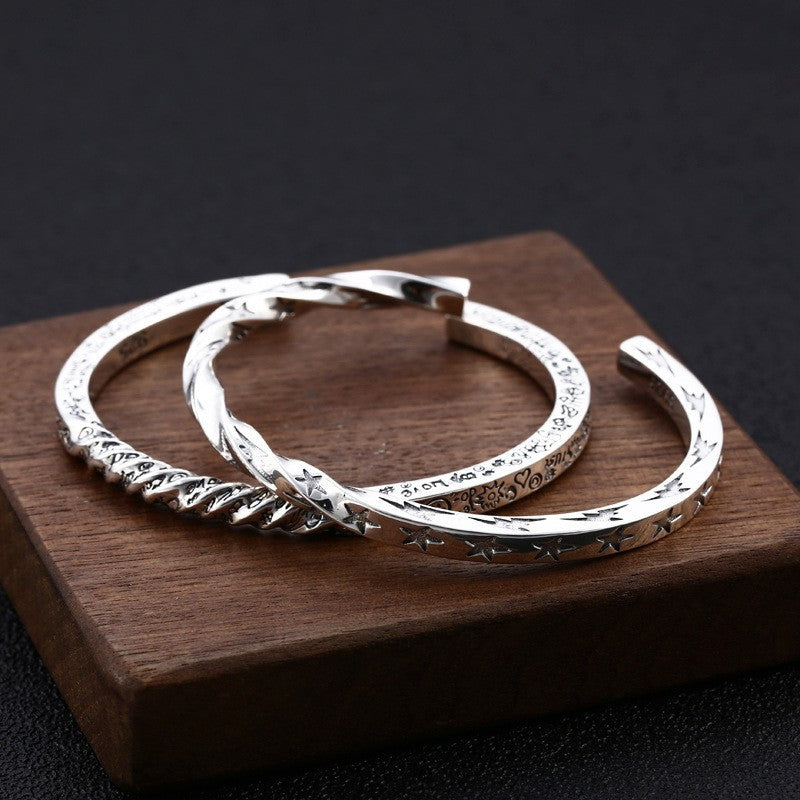 Sterling Silber Schmuck Männer und Frauen Persönlichkeit Sterne Smiley Buchstaben