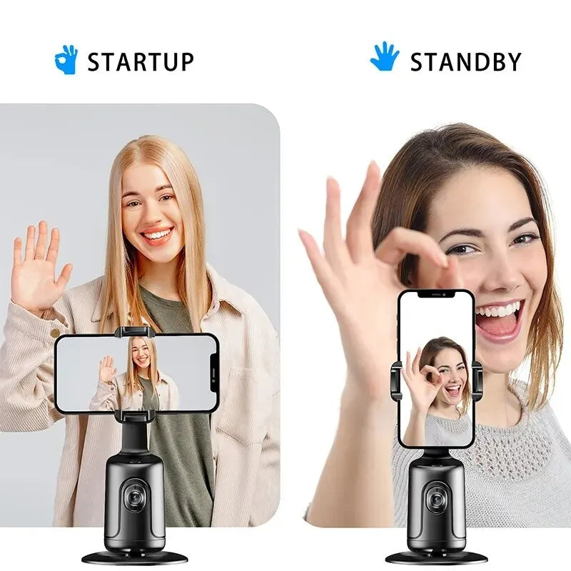 360 Grad Gesicht Erkennungen KI Automatisch mit Telefonhalter für Smartphone Video Vlog Live Stabilisator Stativ