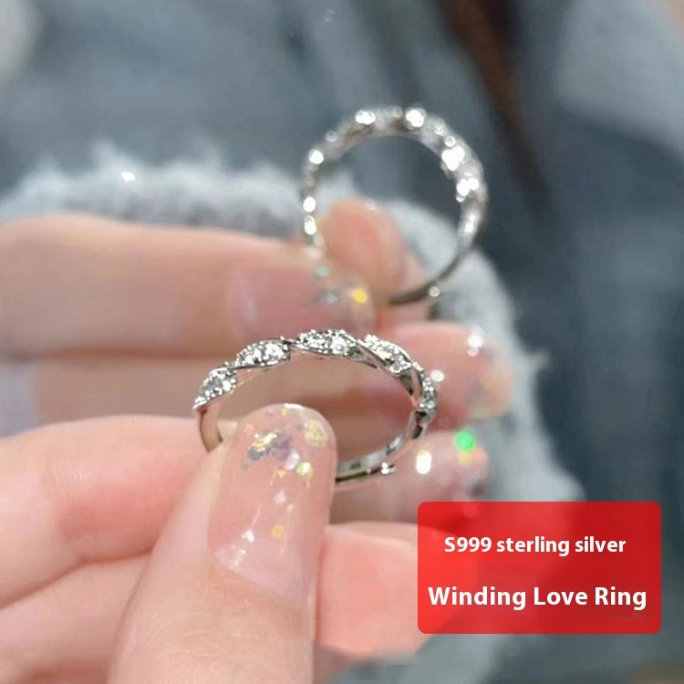 S999 Sterling Silber Winding Love Ring