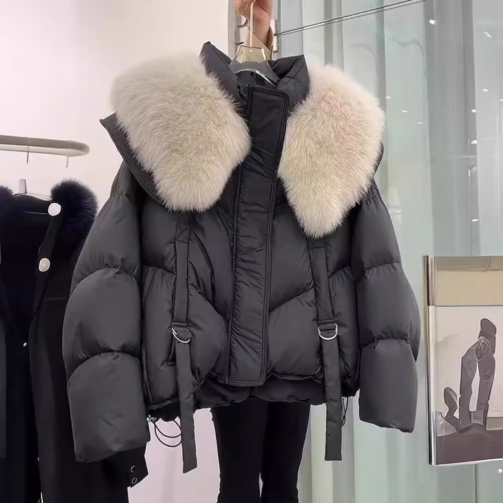 Gr. L-2XL / Winter Schwarz Baumwolle Gepolsterte Mantel