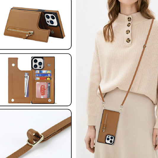 Crossbody Schultergurt Flip Card Zipper Schutzhülle