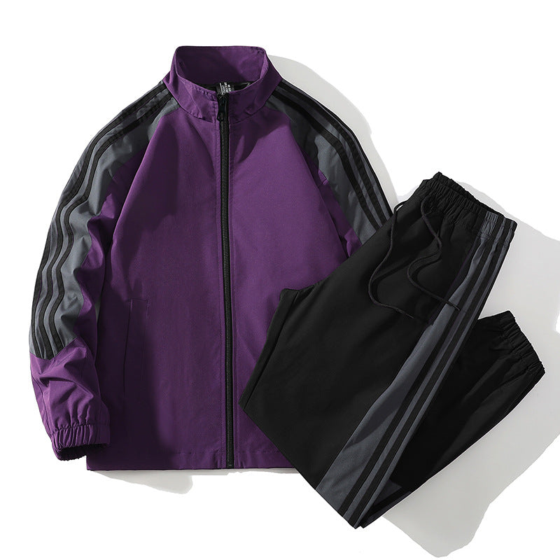 Sport Herren Trendy Handsome Casual Stehkragen Top und Hosen zweiteiliges Set