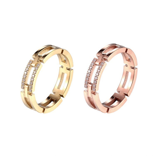 Punk Titan Stahl Zeigefinger Ring Frauen Mode Roségold