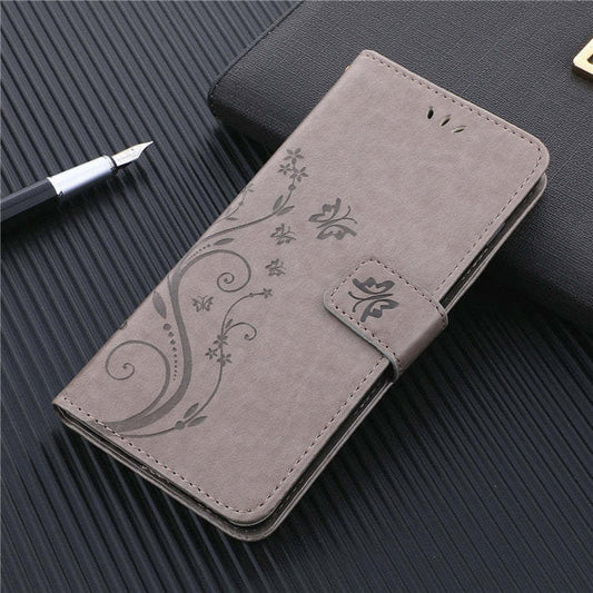 Schmetterling Geprägte Schutzhülle Ledertasche Flip Cover Smartphone-Hülle