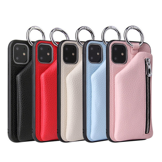 iPhone 11-14 Schutztasche/PU-Leder Trageriemen, Münztasche, Schutzhülle – Crossbody-, Halsband- & Brieftaschen-Case“