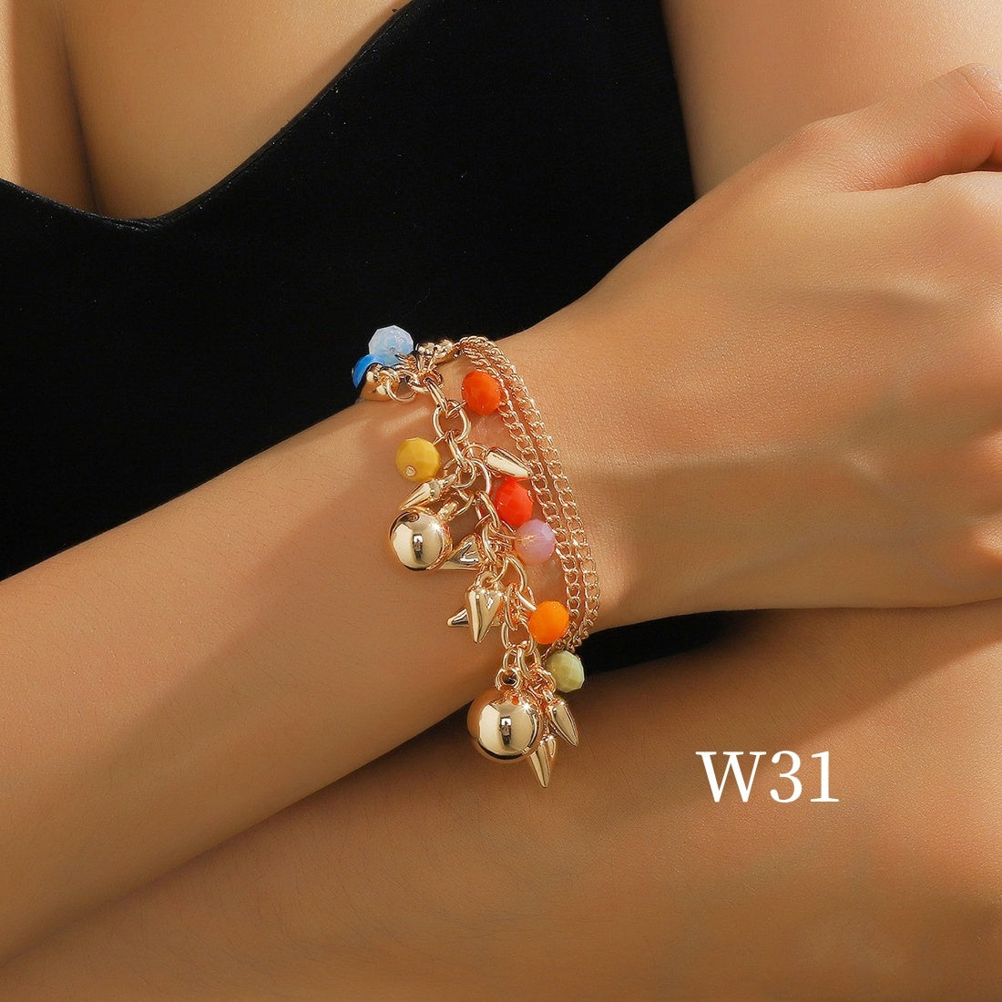 Böhmischen Glas Kristall Mischfarbe Multi-layer Perlenarmband