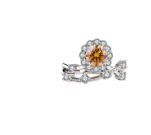 Moissanit-Ring für Damen aus Sterlingsilber mit Platinbeschichtung