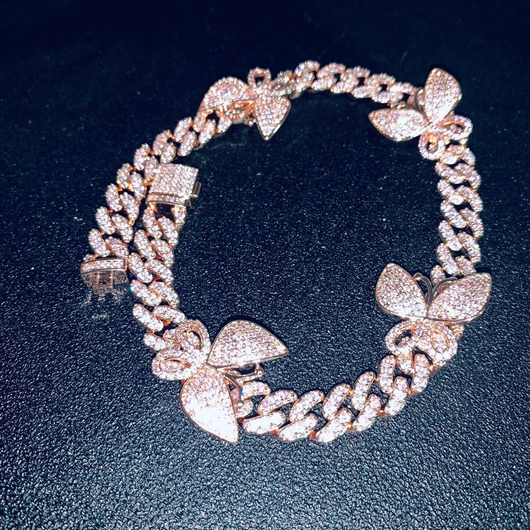 Frauen Zirkon Schmetterling Kubanischen Halskette Schlüsselbein Kette Schmuck