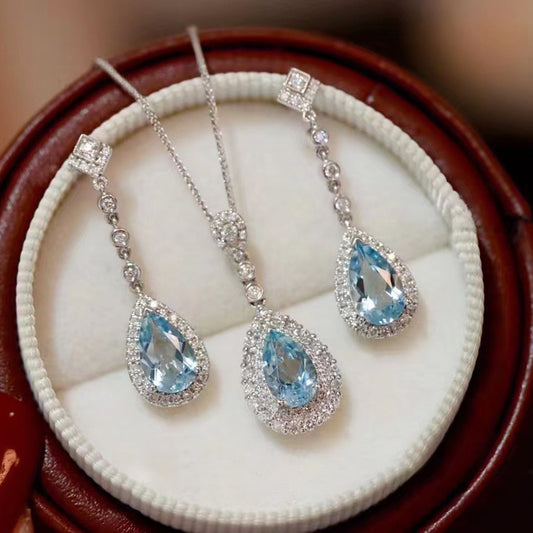 Meerjungfrau Tränen Edelstein Halskette Licht Luxus High-End Ohrstecker Einfache Elegante Special-Interesse Design Schmuck