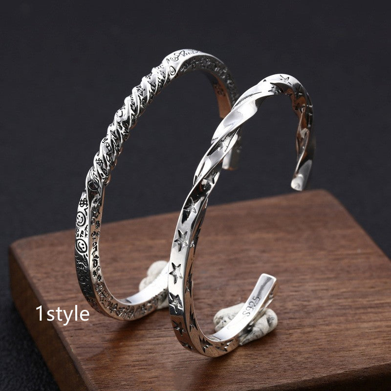 Sterling Silber Schmuck Männer und Frauen Persönlichkeit Sterne Smiley Buchstaben