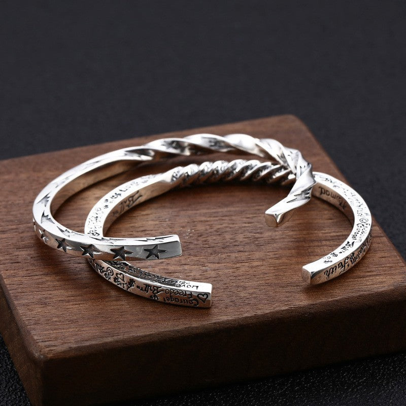 Sterling Silber Schmuck Männer und Frauen Persönlichkeit Sterne Smiley Buchstaben