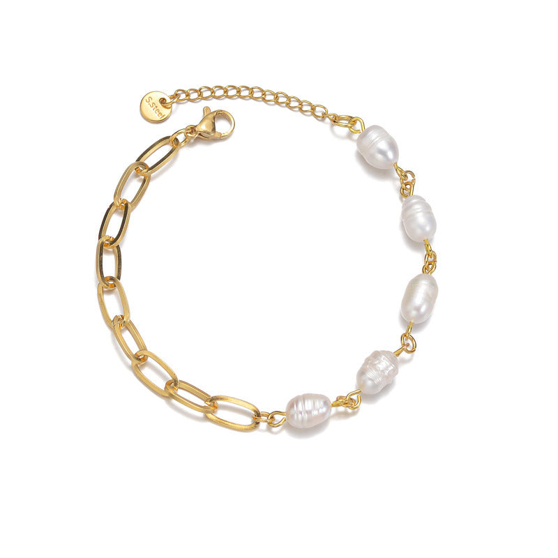 Damen 14K Gold Stitching Pearl Special-Interest Design Hochwertiges Armband